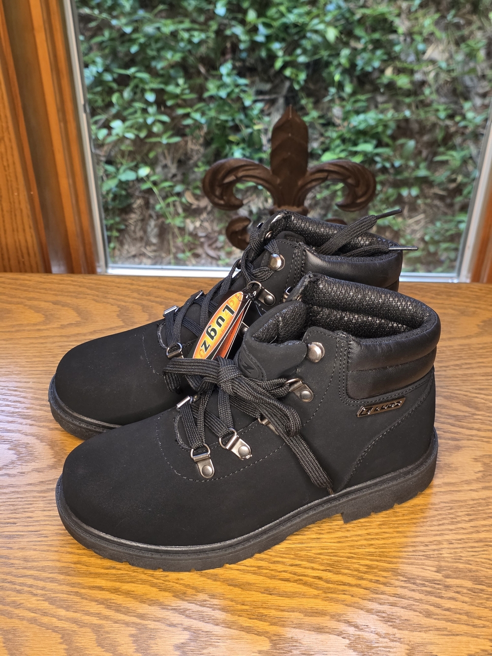 Lugz "Lynwood"Black Outdoor Suede Leather Lace-Up Boots Sz 6.5